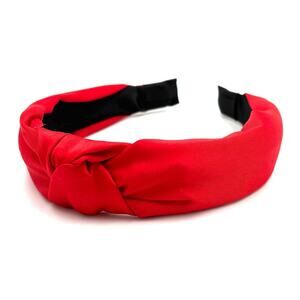 Knotted Satin Headband for Women & Girls – Red, 1pc